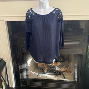 New York & Company Navy Lace Blouse, Women’s M